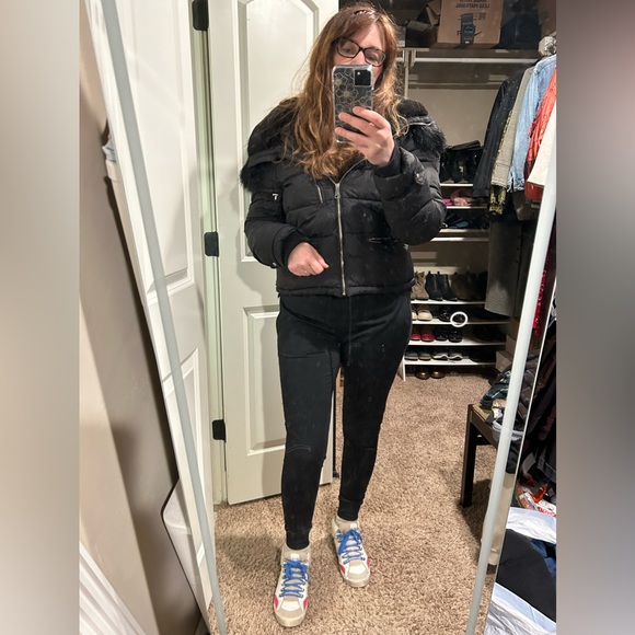 Zara Black Puffer Coat with Hoodie - Picture 1 of 7